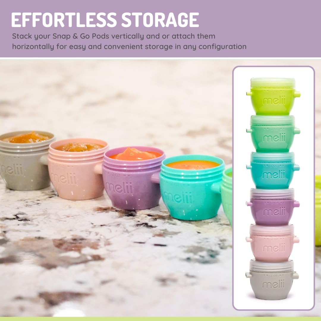 melii Snap & Go Baby Food Storage Containers | 6 Count (Pack of 1), Original