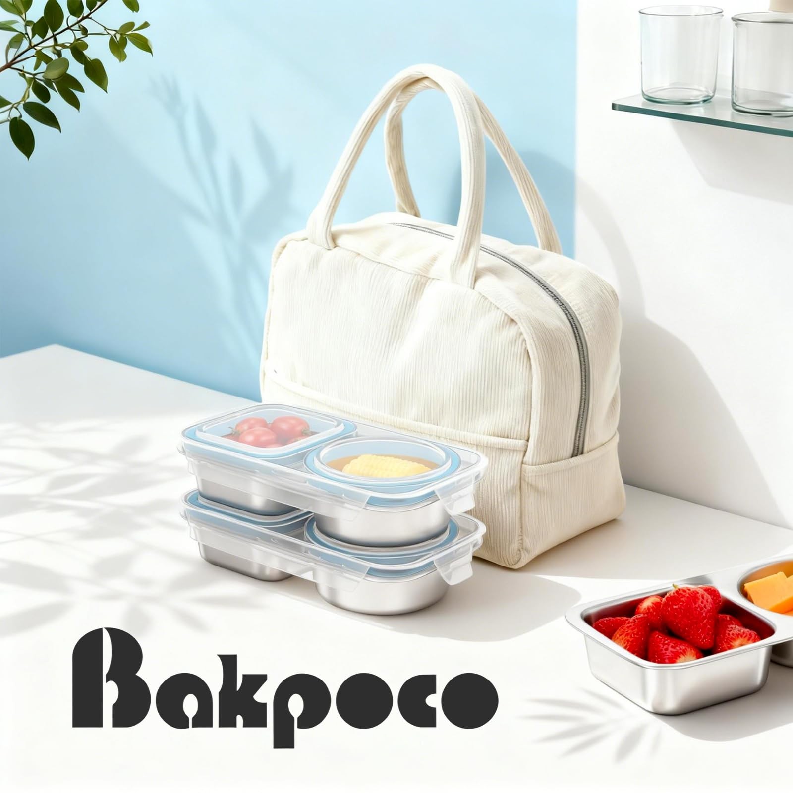 3 Packs Stainless Steel Snack Containers For Adults, 2 Compartment Reusable M…