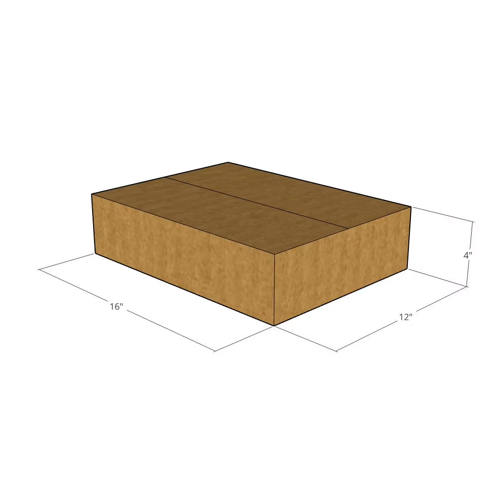 16x12x4 Flat Corrugated Shipping Boxes 32 ECT Single-Wall, 20/Pack