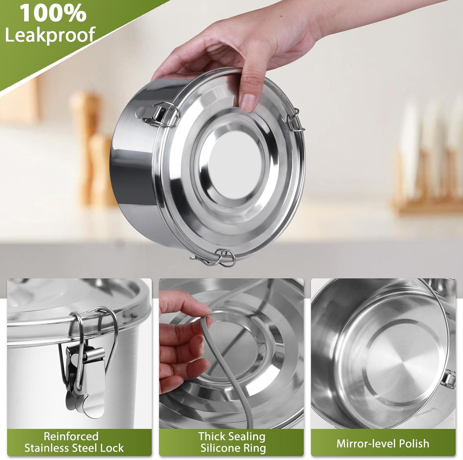 6-Pcs Stainless Steel Food Storage Containers with Lids Leakproof Bento Set