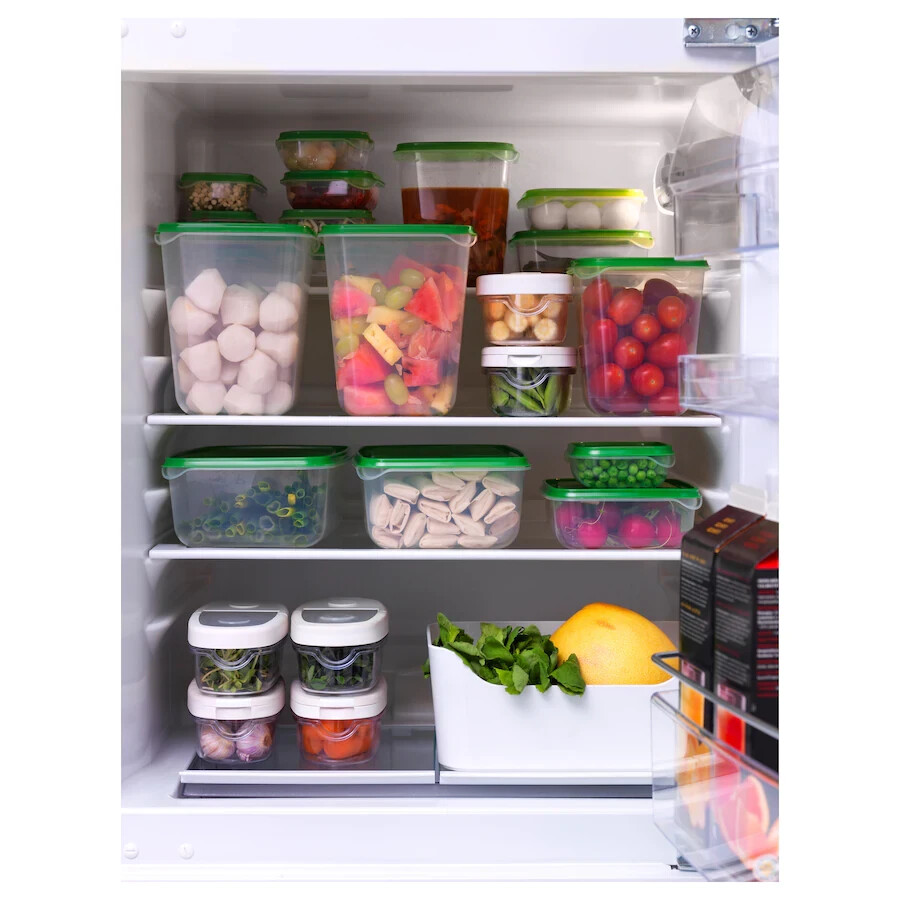 IKEA PRUTA 17 Pcs Food Container Modern-look Transparent Green Microwave-safe.