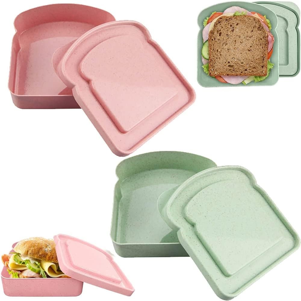 Sandwich Containers, 2 Pcs Sandwich Box Food Storage Toast Shape Holder