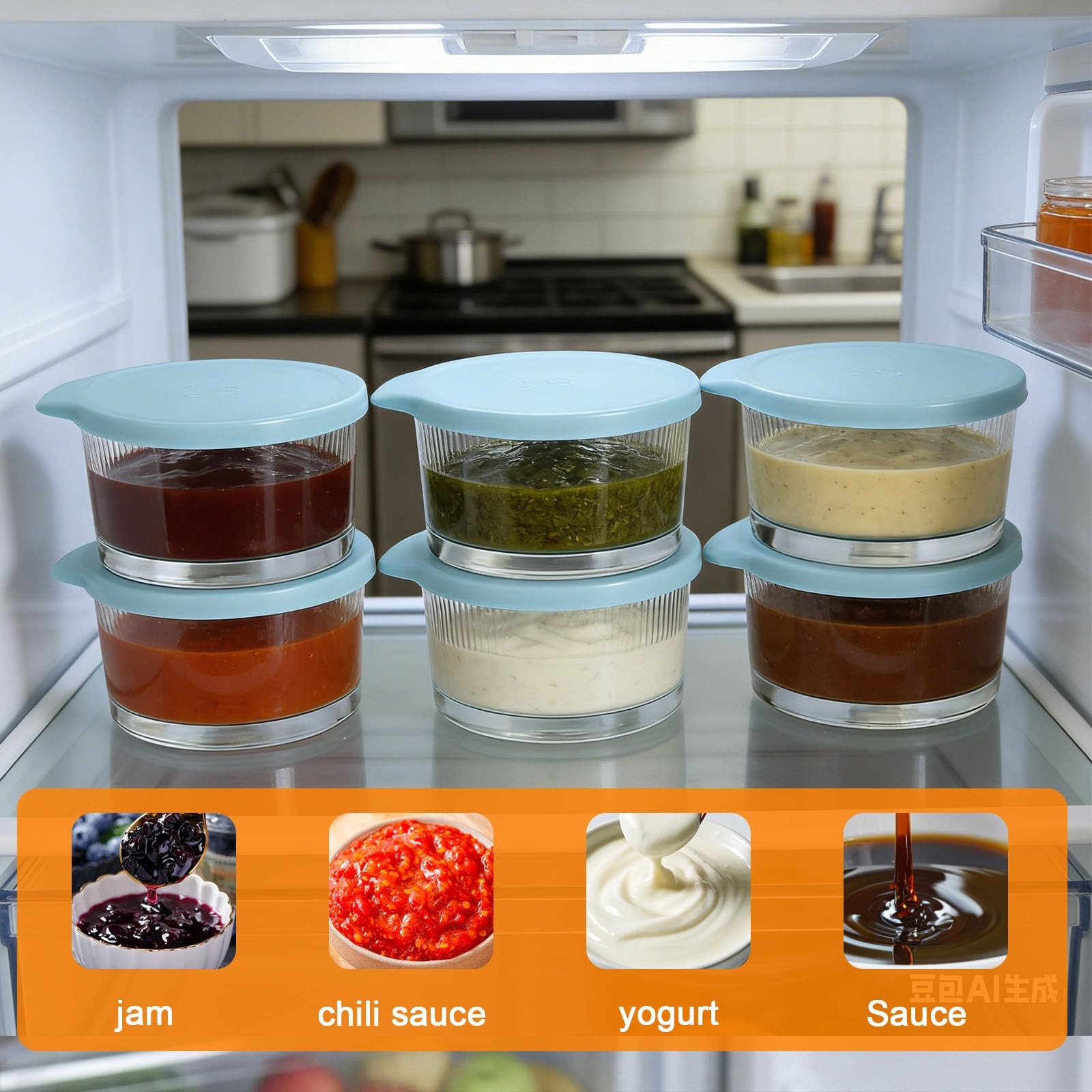 Salad Dressing Container 6.7oz Glass,Leakproof Sealed Sauce Containers,Clear …