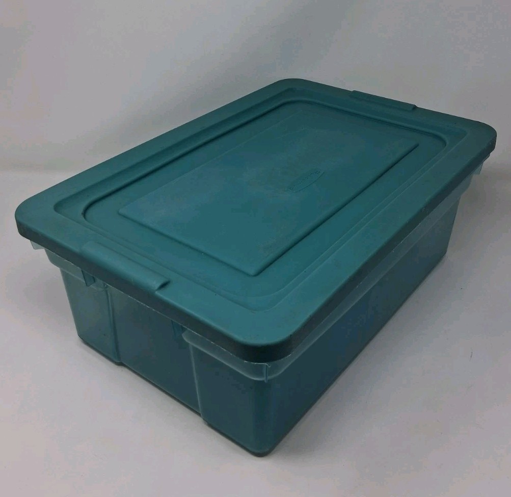 Vintage Rubbermaid Sheer Storage Box Green #0135 16x11x6 RARE HTF