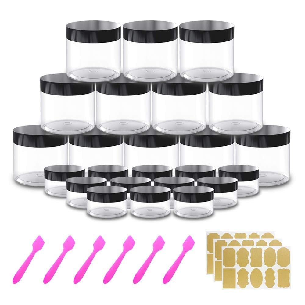 12 Pack 4 Oz Small Plastic Containers with Lids+12 Pack 20G/20Ml Cosmetic Sample