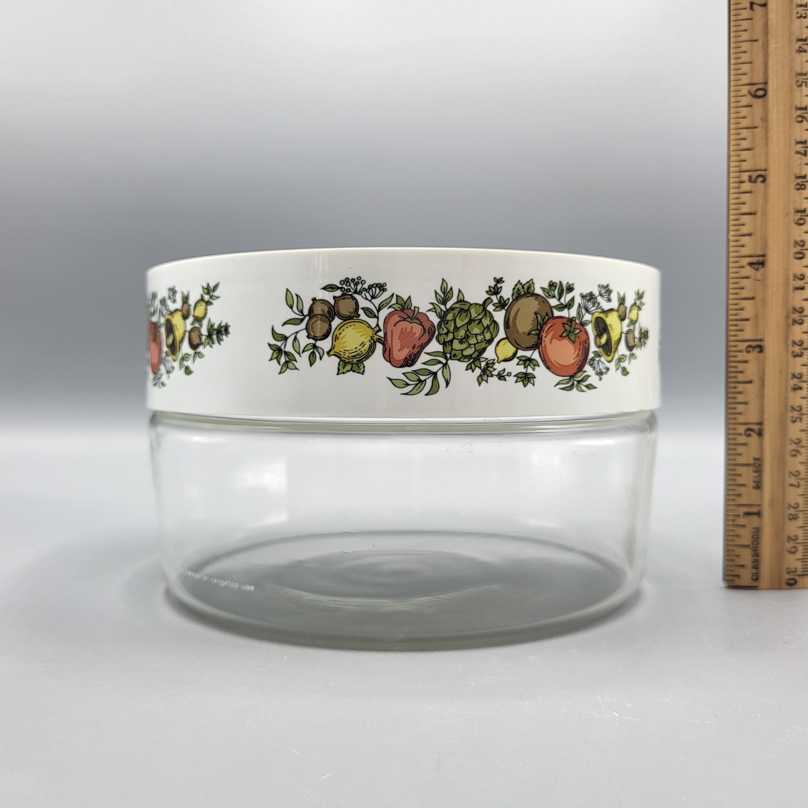Vtg Pyrex Spice O Life Glass Storage Bowl Container with Lid Round Clear White