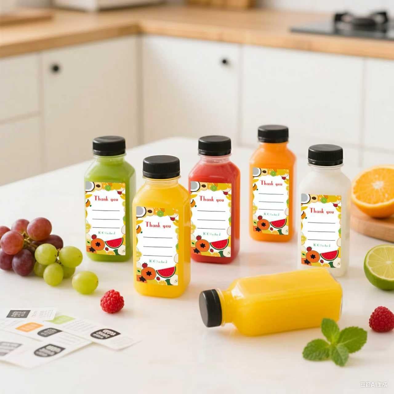 Sanyuanzhou 48pcs 8oz Juice bottle with caps,Plastic bottles with caps, Reusa…