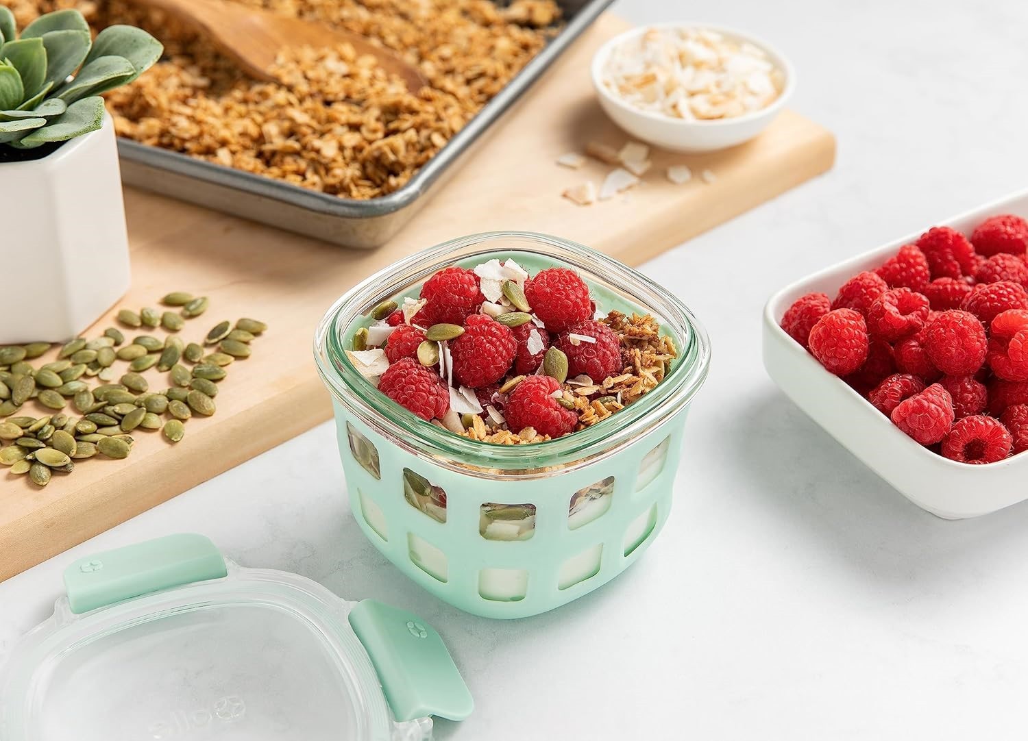 Ello Duraglass 2 Cup Reusable Glass Container Meal Prep Food Storage, 2 Pack NEW