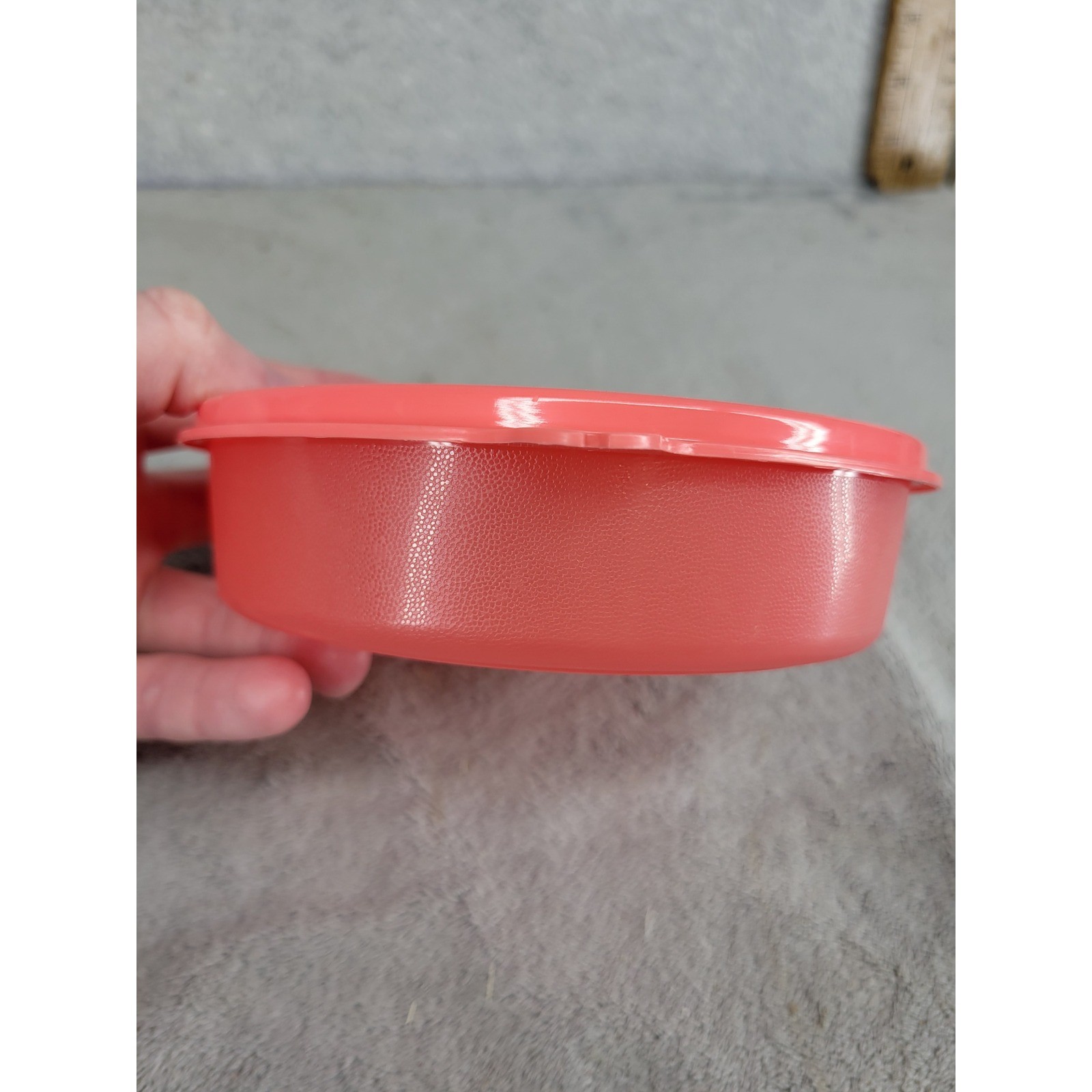 Tupperware Round Storage Bowl with Lid 1551-3A Coral Pink 6 Inch Vintage Style