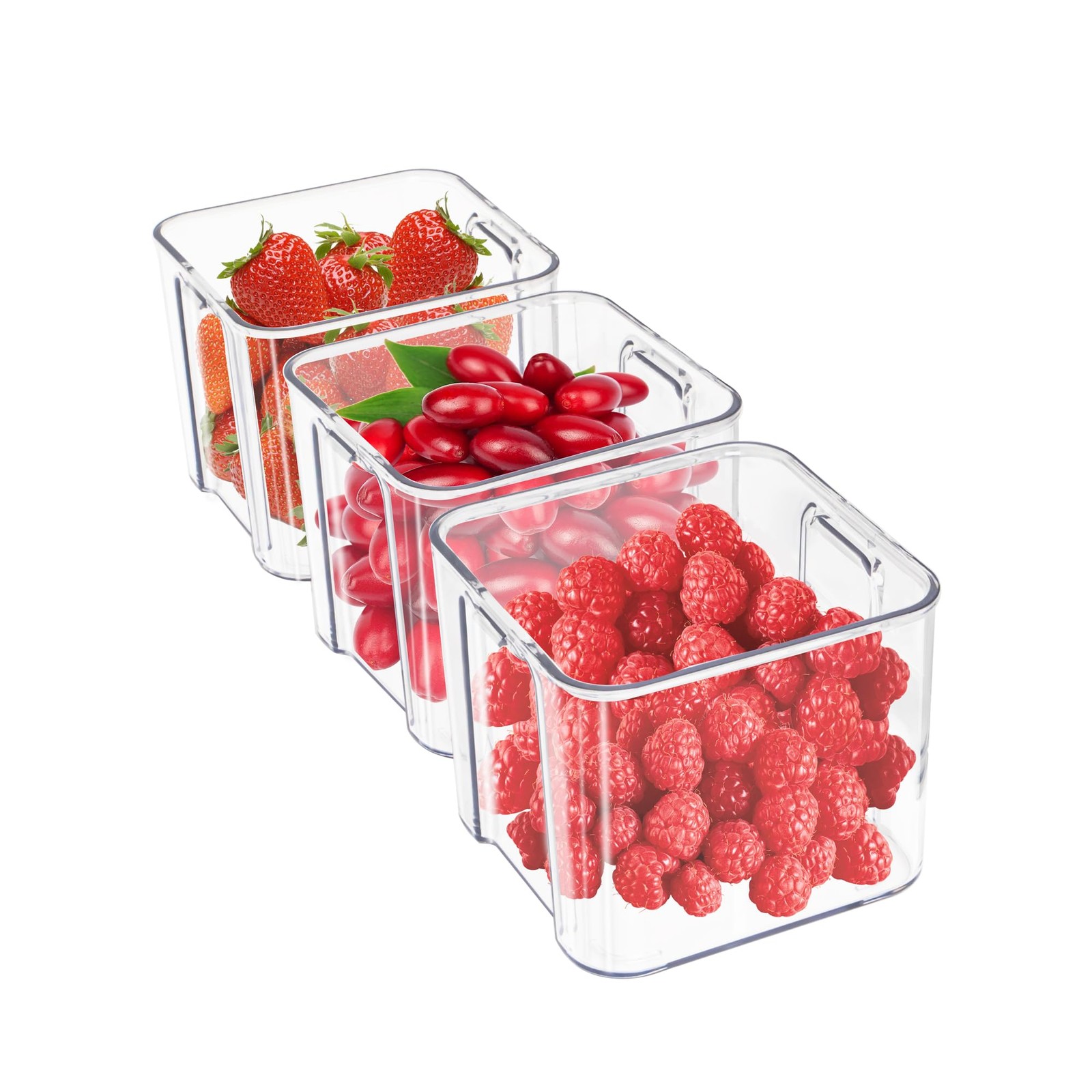 Refrigerator Storage Box 3 Pack, Pull Out Drawer Organizer, Clear Plastic