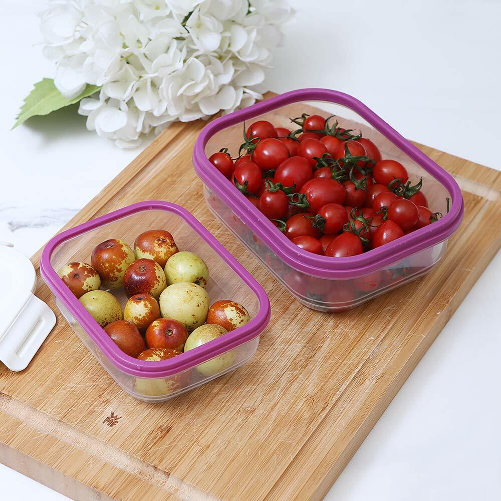 Set of 3 Rectangular Food Storage Container Set w/Lids Organizer Stackable