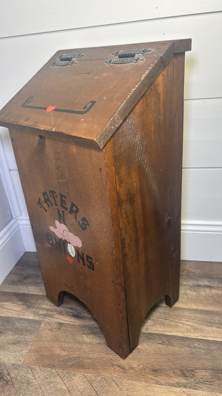 Vintage Potatoes Taters ‘N Onions Wooden Storage Bin Farmhouse Country Wood Box