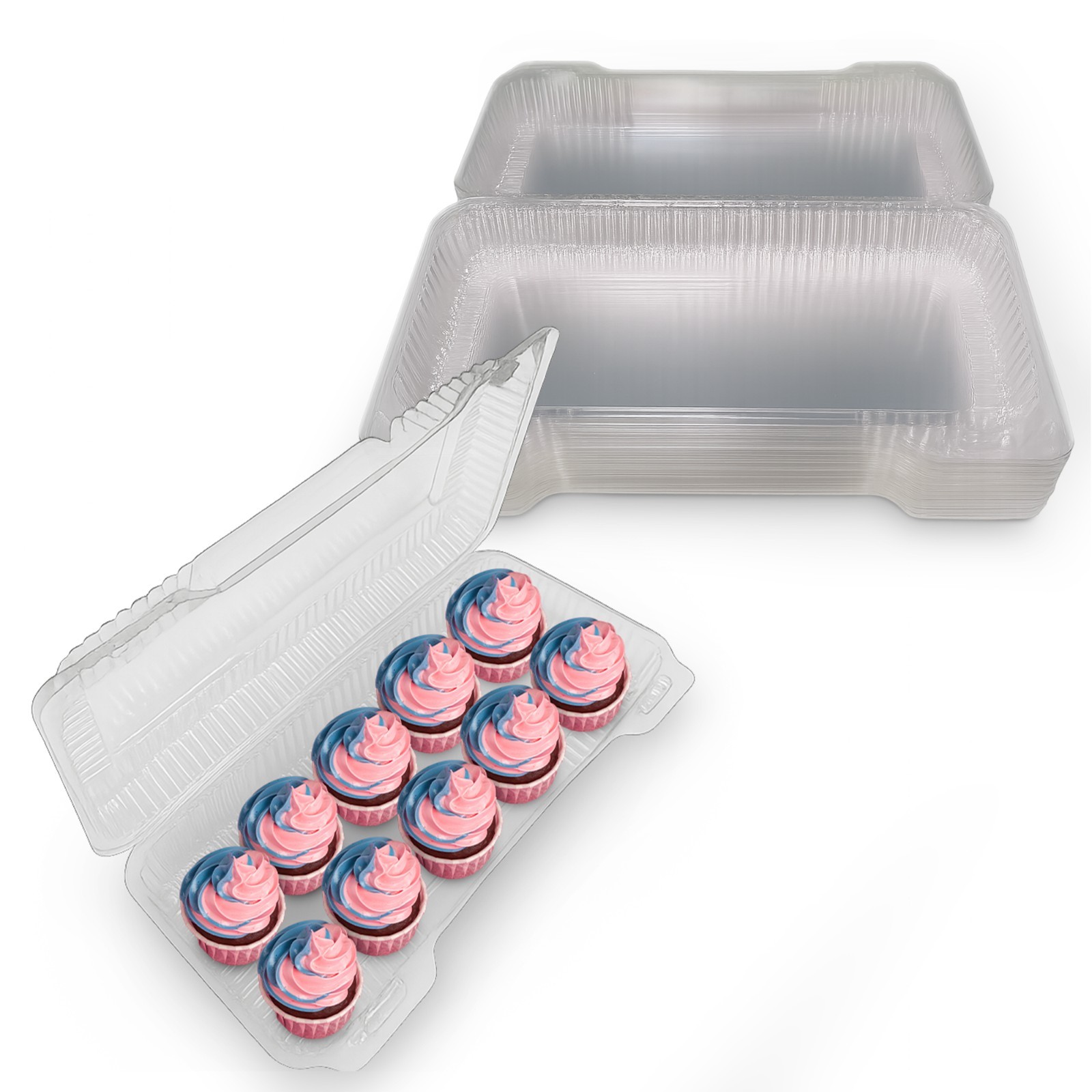MT Products Clear Cupcake Containers 13″ x 6″ x 2″ – Pack of 20
