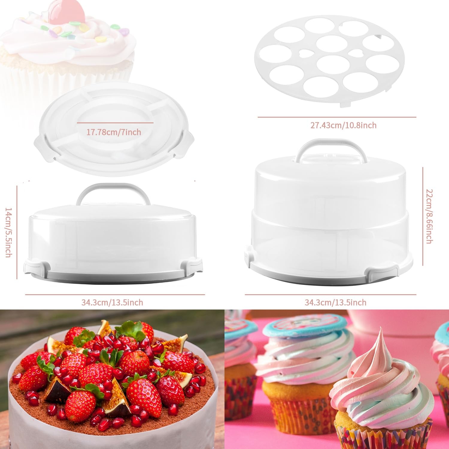 12 Inch Tall Cake Carrier Extra Large Cake Carrier with Lid and Handle