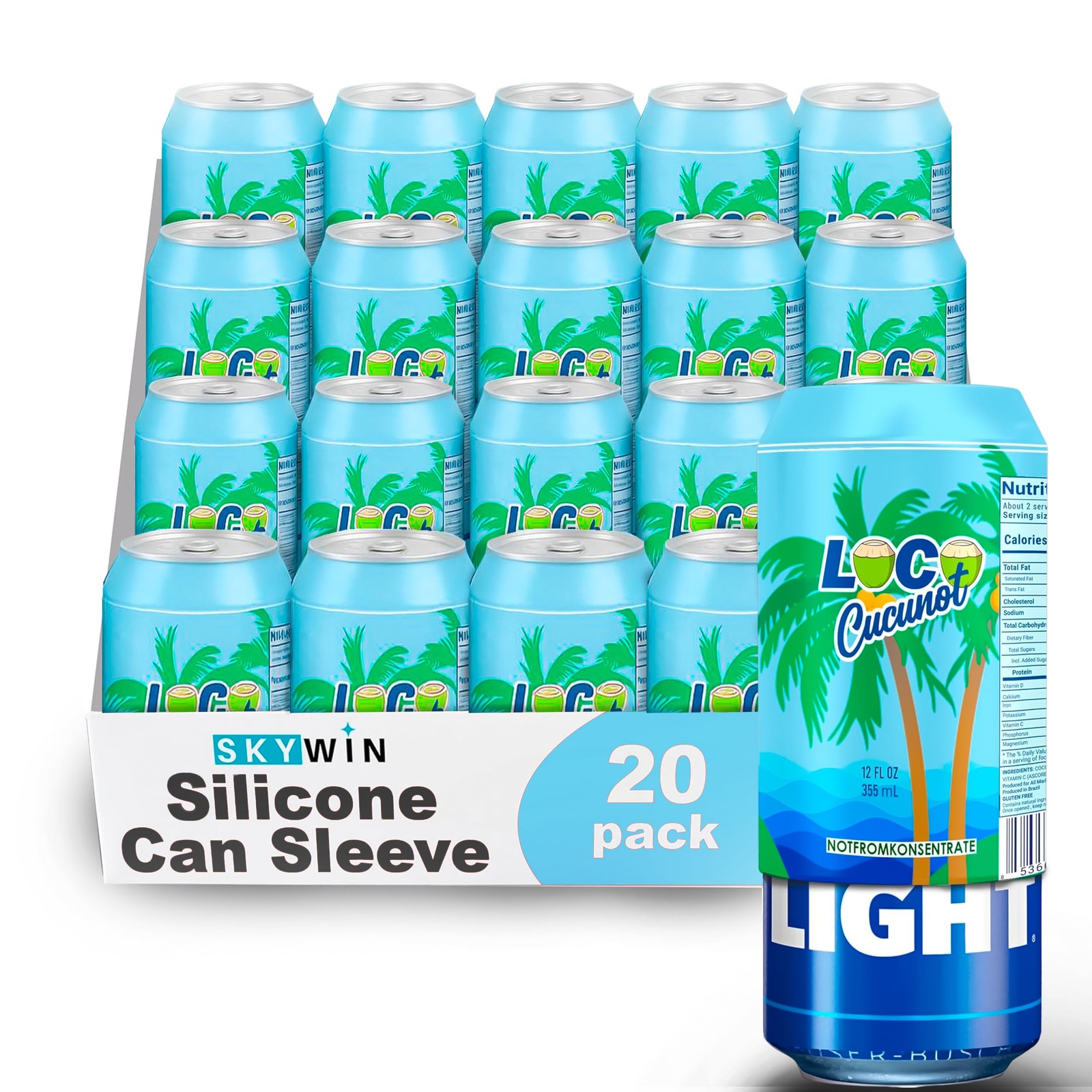 Skywin 20-Pack Silicone Can Covers for 12oz Cans – Reusable Soda Kozies