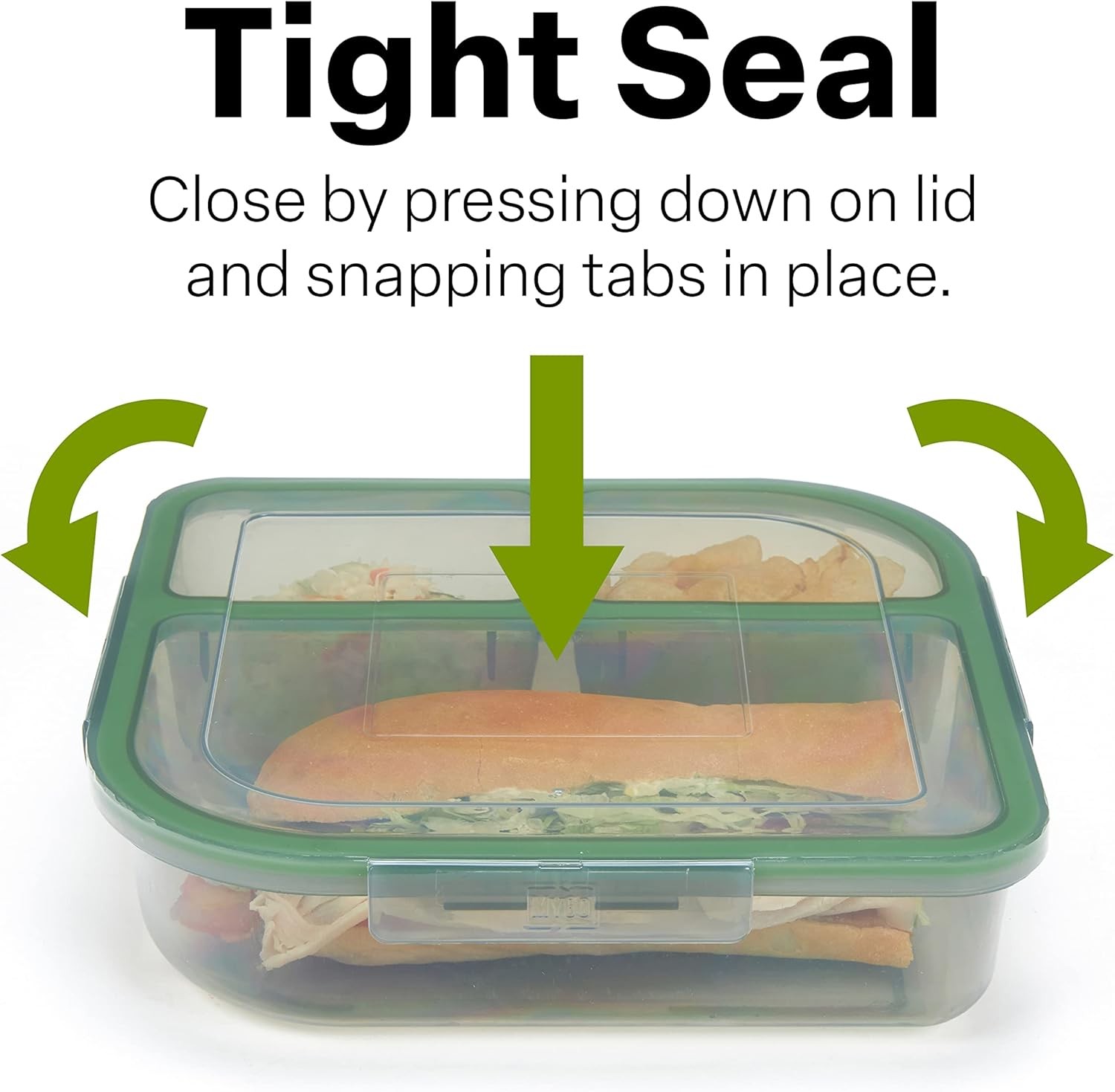 MyGo Container Large To-Go 3-Compartment Food Containers, Pack Of 3, 9-3/8″ X 9-