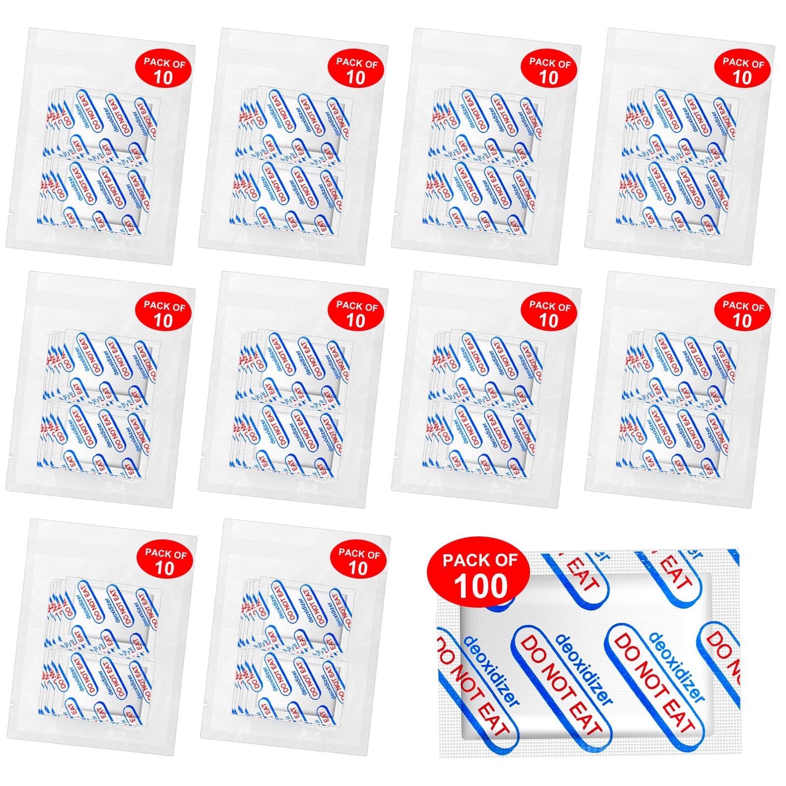 100 Packs 300CC Oxygen Absorbers (10 Packs in Individual Vacuum Bag), Food Gr…