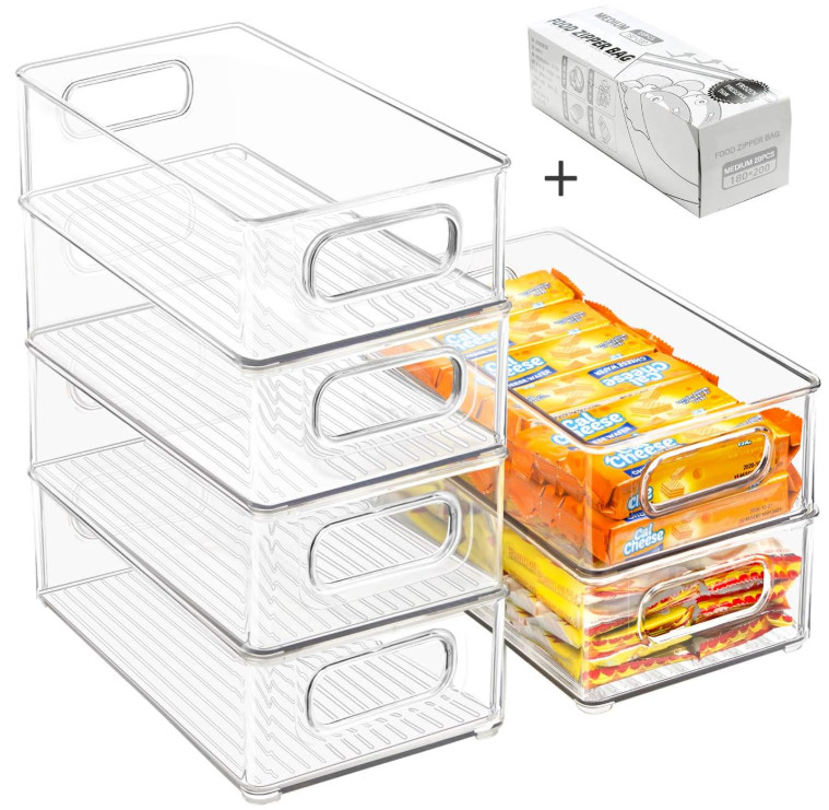 Organizadores Apilables para Refrigerador 6 Piezas Transparentes BPA Free, Nuevo