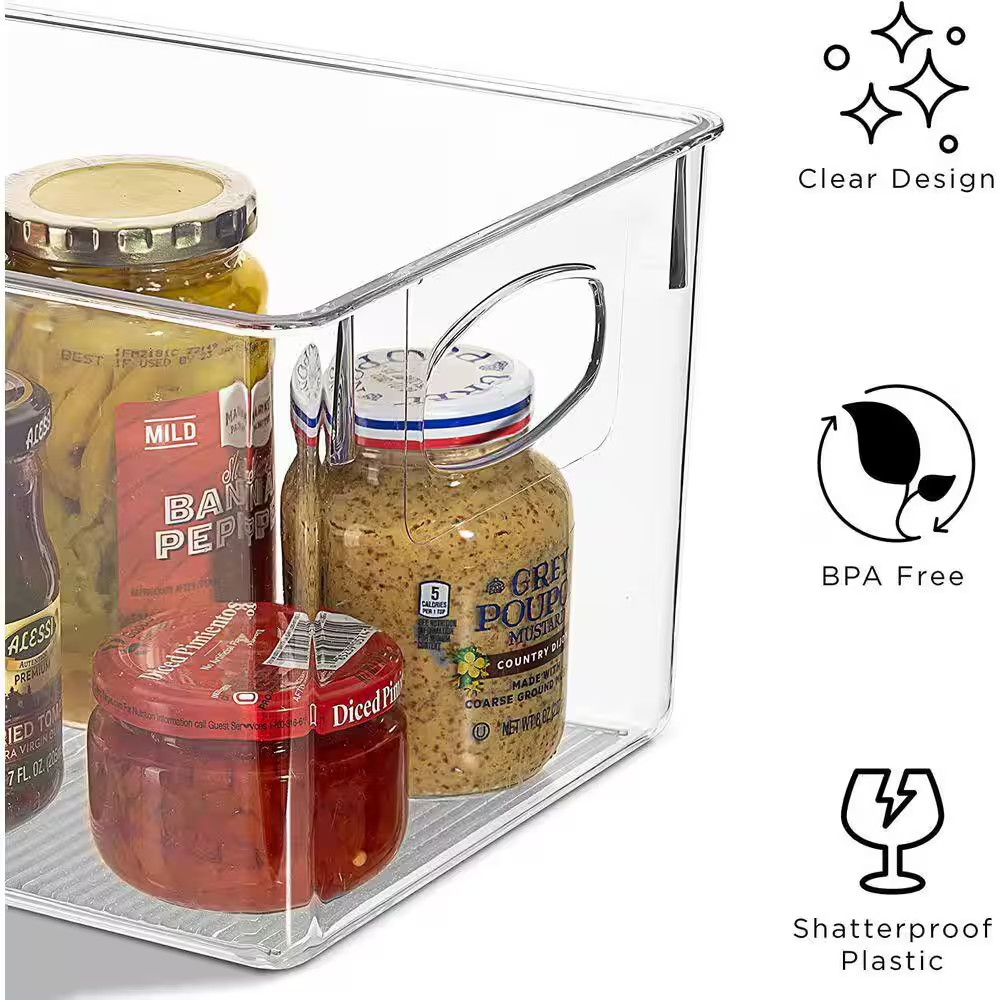 8-Pack Clear Plastic Stackable Pantry Organizer Set Storage Bins for Fridge
