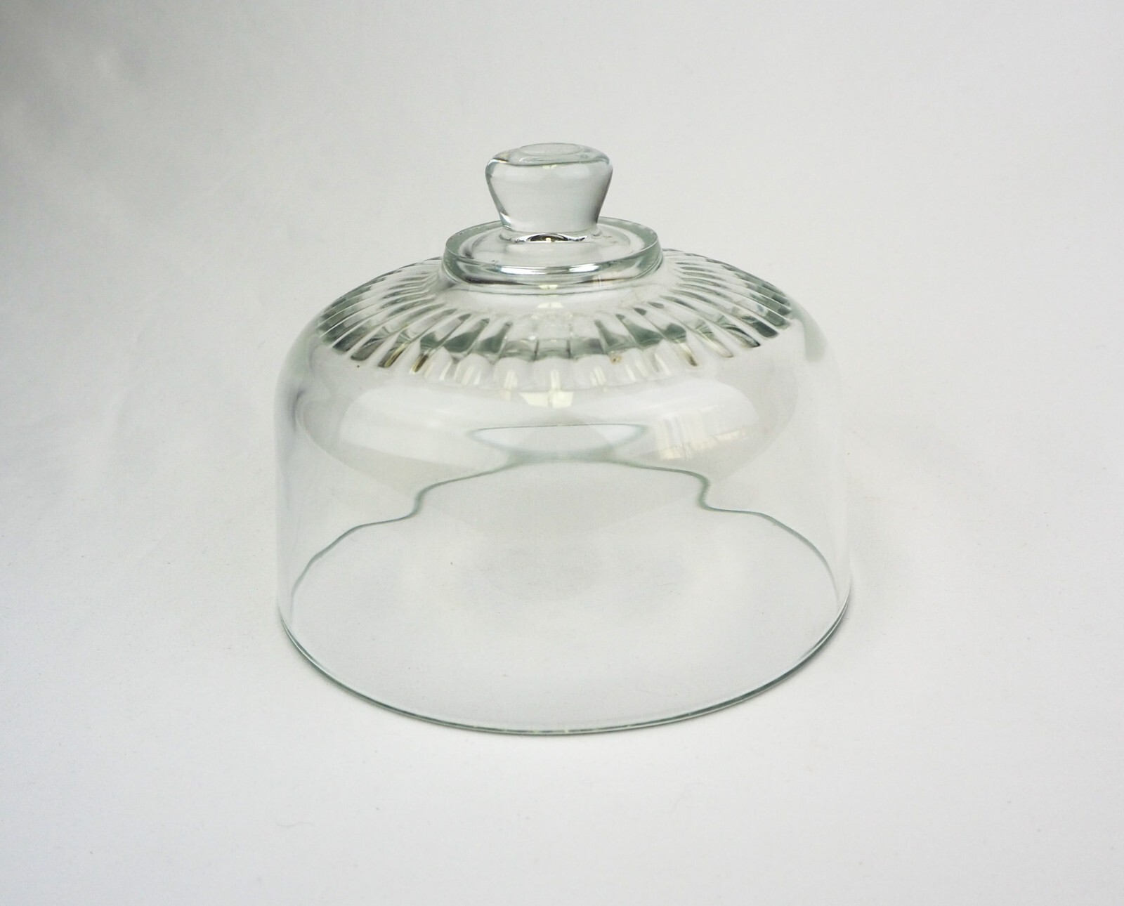 Vintage Clear Pressed Glass Food Dome Cheese Cloche Ribbed Top Made in France