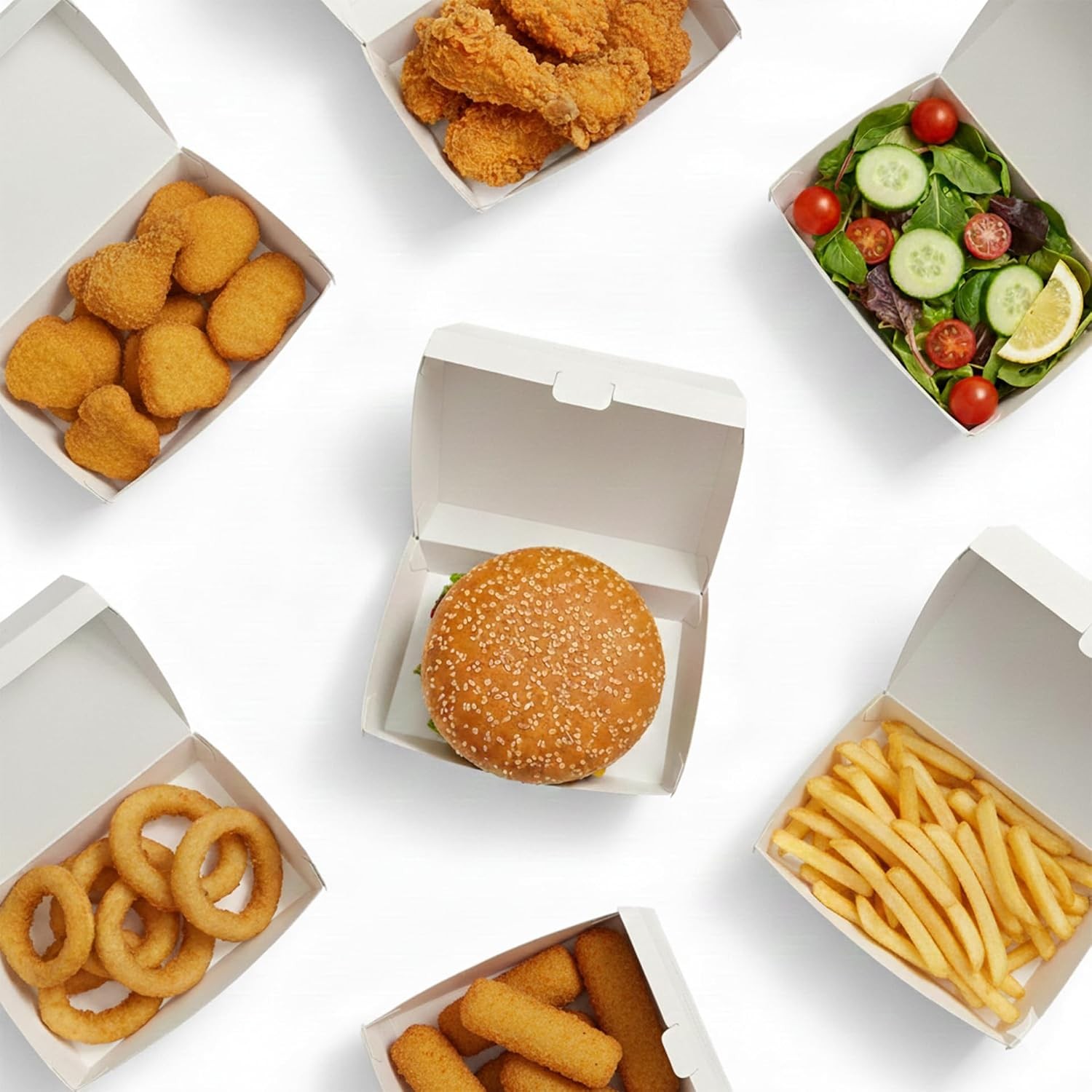 BULK Corrugated Cardboard Clamshell Containers 200 Pack Hinged Food Delivery US