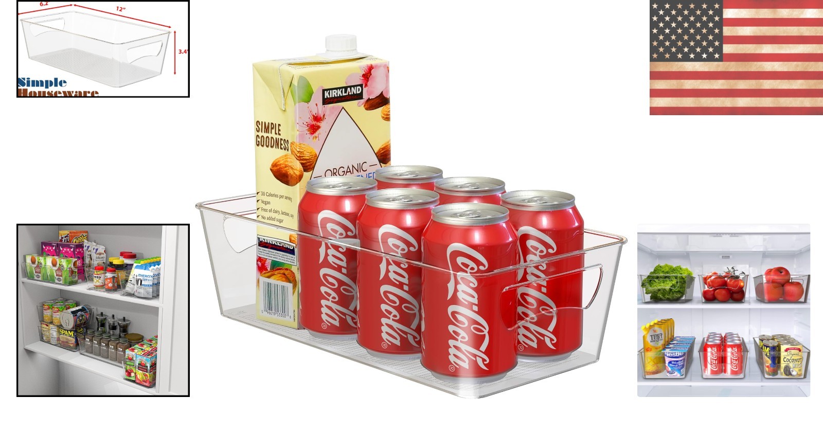 Clear Fridge Organizer Bin 12.5″L x 6.25″W x 3.5″H – Effortless Kitchen Storage