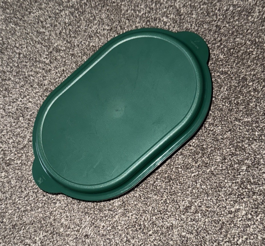Tupperware Clear Open House Oval Server & Green Top 2465B 2466B
