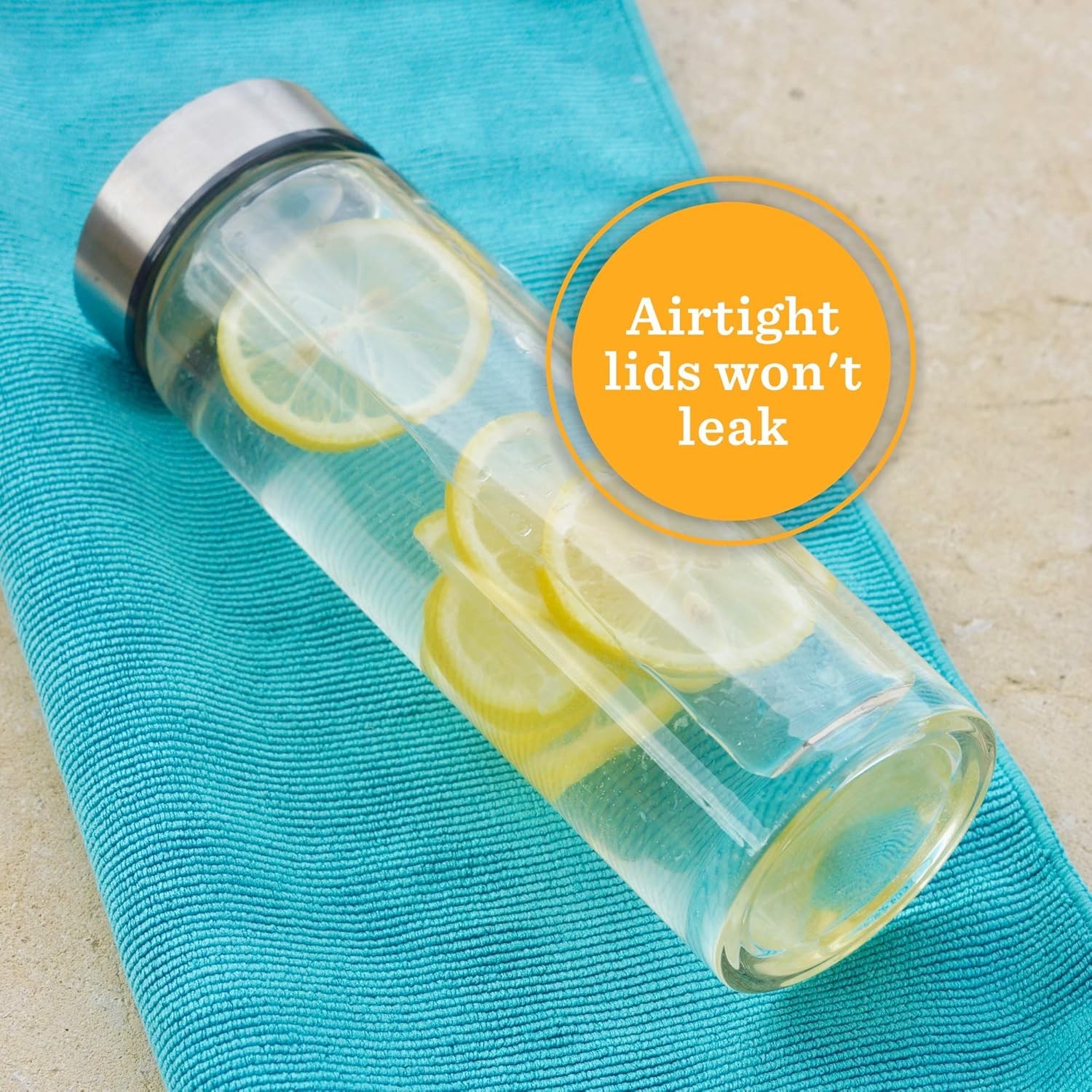 Bottles – 4 Pack Wide Mouth Glass Bottles with Lids – for Juicing, Smoothies, In