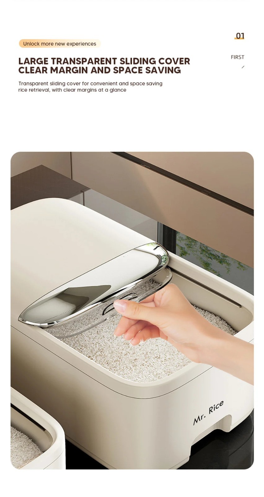 5 KG Rice Sugar Storage Container Airtight Grain Box Moisture Proof Kitchen Jar