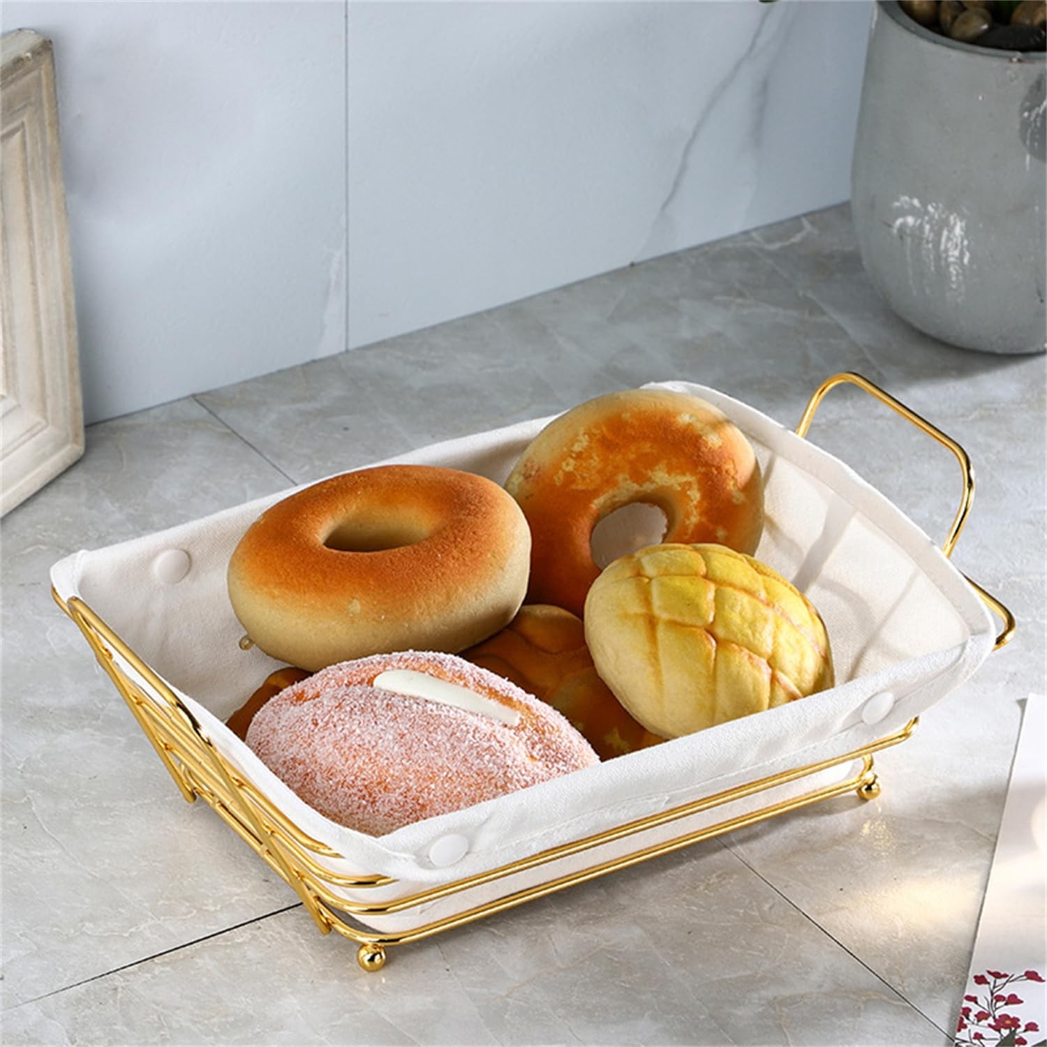 Gold Baskets for Bread Serving, Parties Gold Wire Basket for Fruit Vegetables…