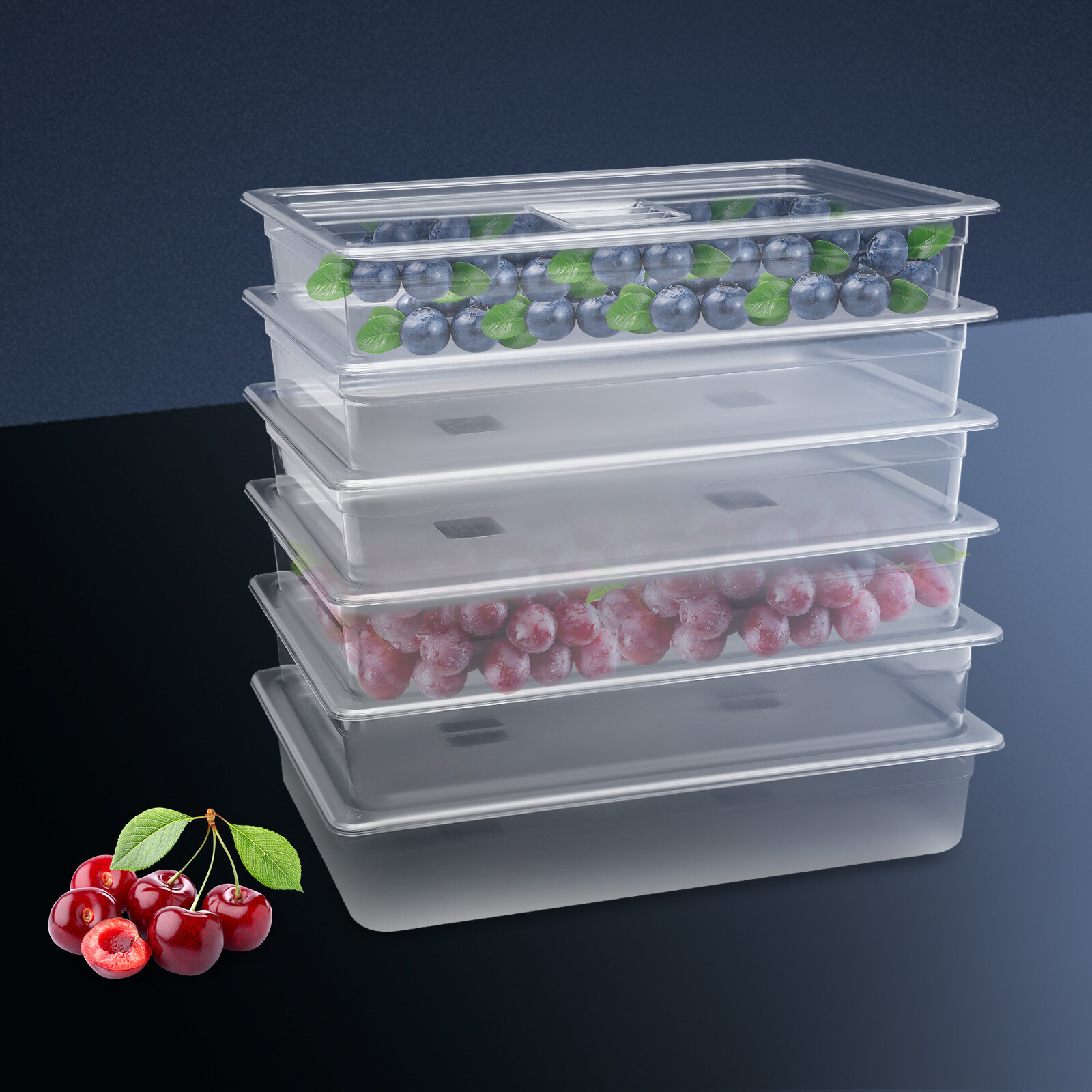 6pcs Commercial Buffet Food Storage Pan Container with Lid For Hotel Restuarants