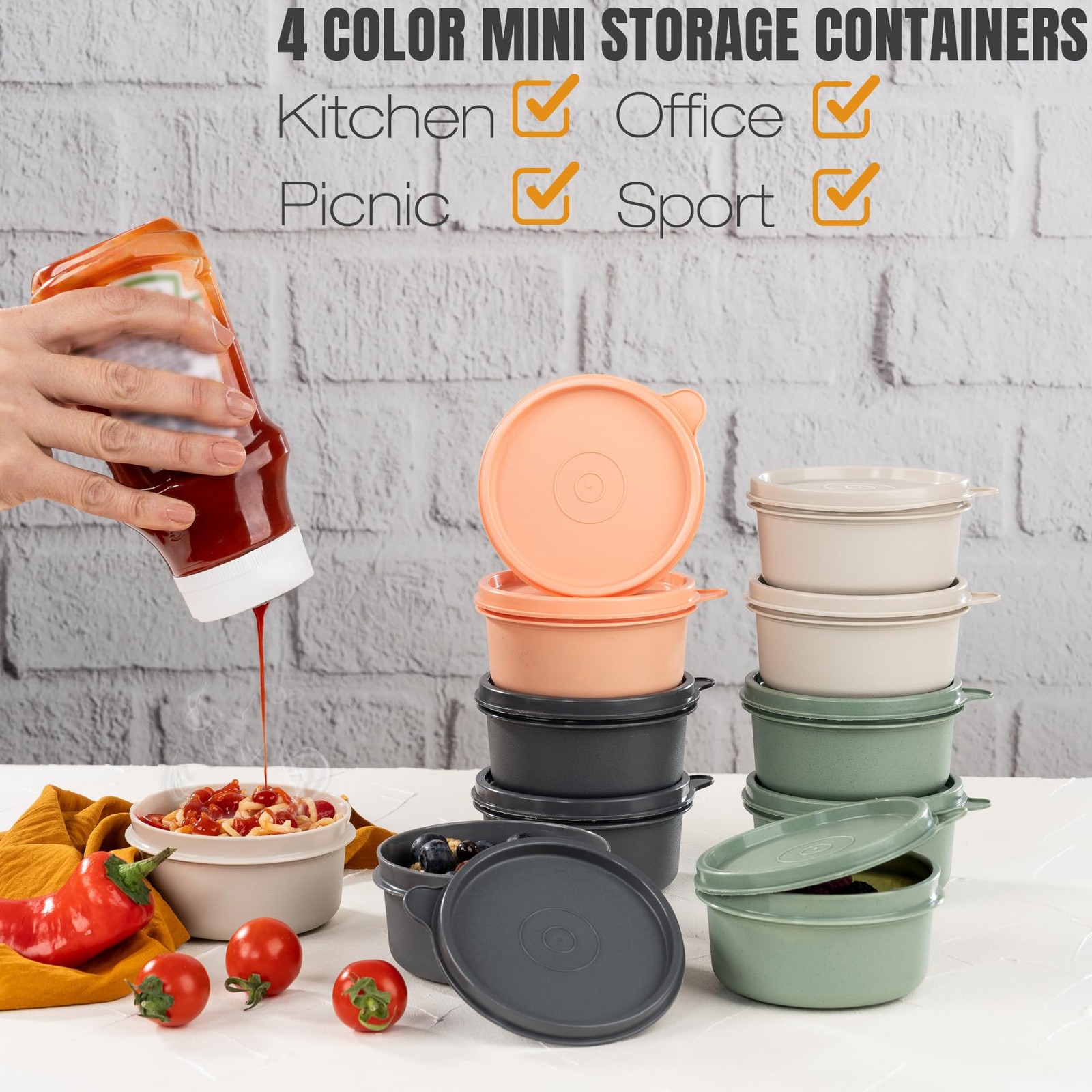 9 oz Small Round Food Storage Containers with Lids Set of 12 (24 Pieces), Air…