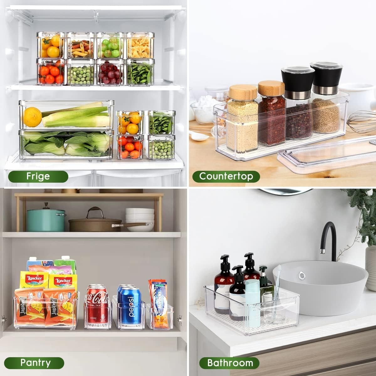 Refrigerator Organizer Bins 14 Pack Stackable Clear Storage Containers ZIJUND