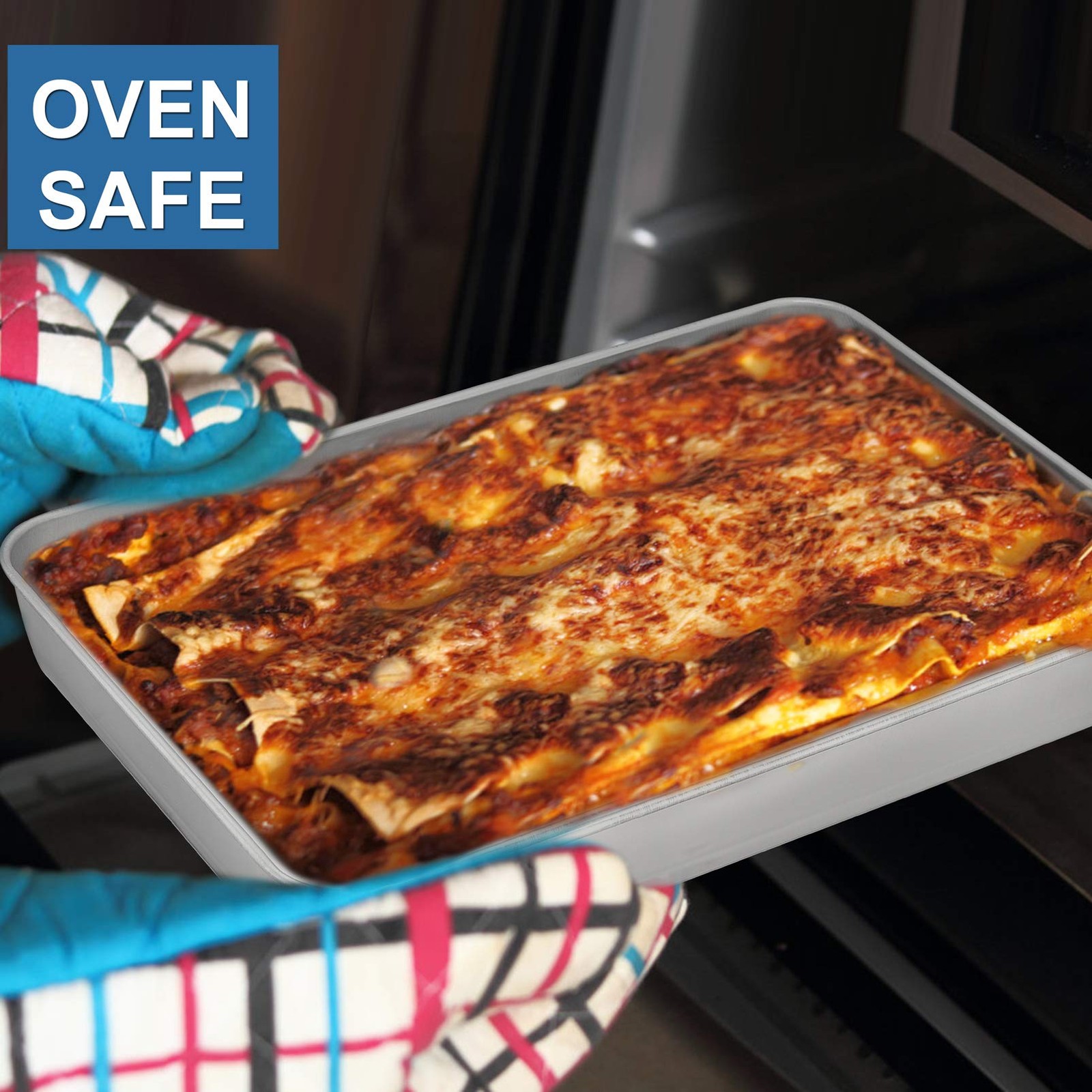 P&P CHEF 12.3 Inch Lasagna Pan, Stainless Steel Sheet Inch, Silver