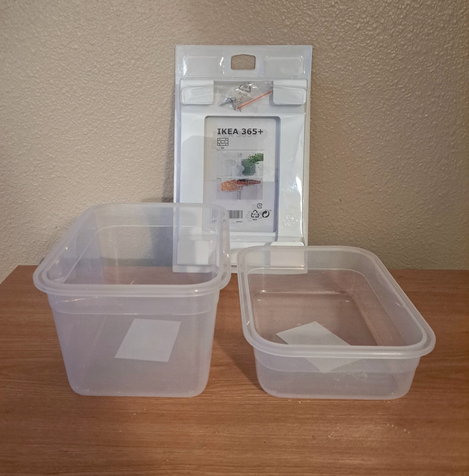 4pc Ikea 365+ Container Holder Pack 2 Under Shelf Storage & 34oz, 68oz Container
