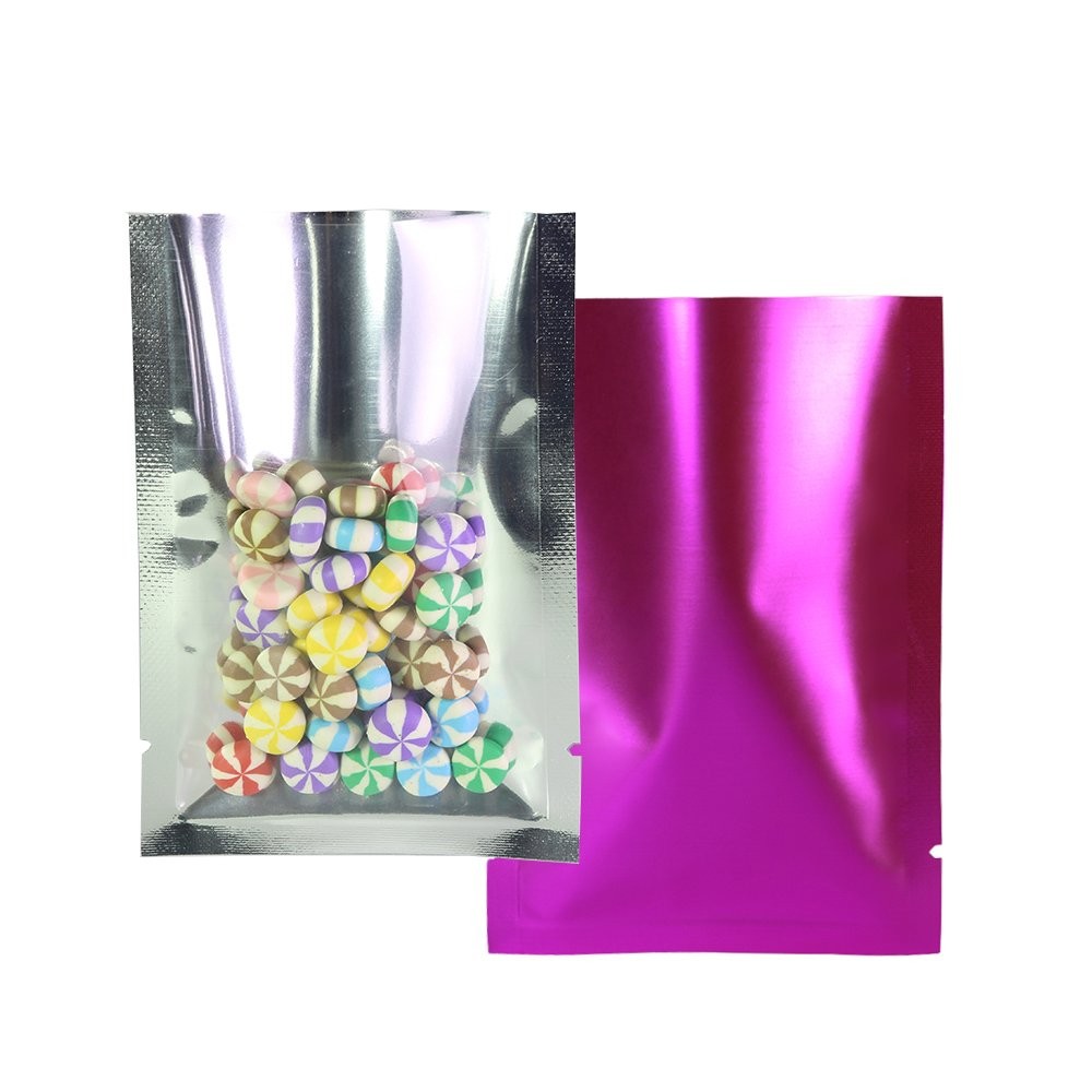 100 PCS Rose Clear Open Top Colored Metallic Mylar Bag Fits 2.8×3.9 Inch