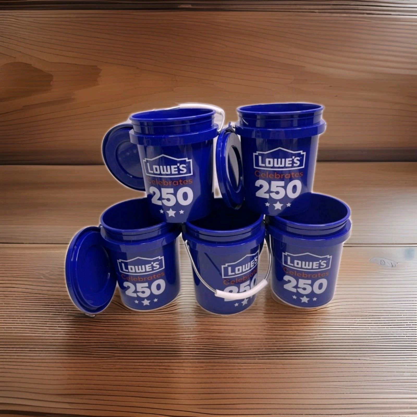 5 Pack Lowe’s 250 Americana Blue Mini bucket With Lid