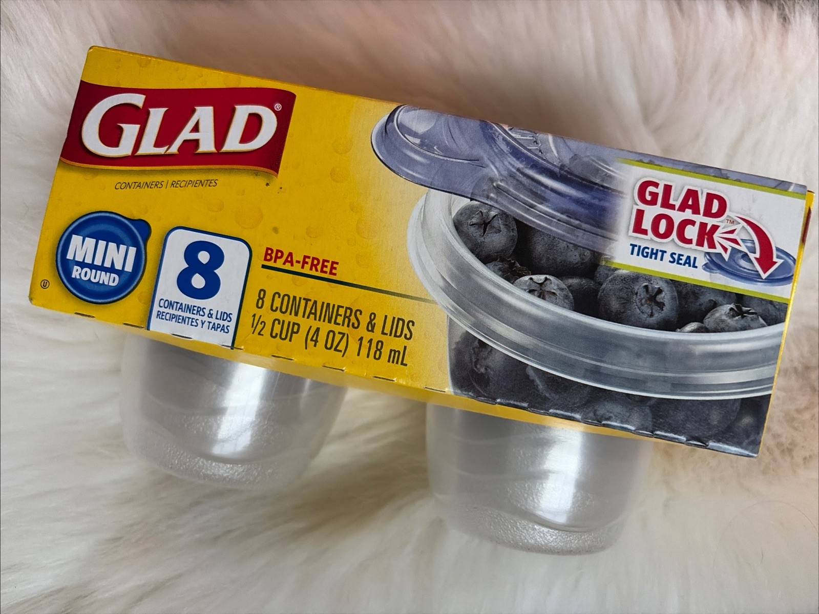 8 MiNi ROUNDS 1/2c 4oz STORAGE CONTAINERS Clear Plastic BOWLS Freezer GLAD Bags