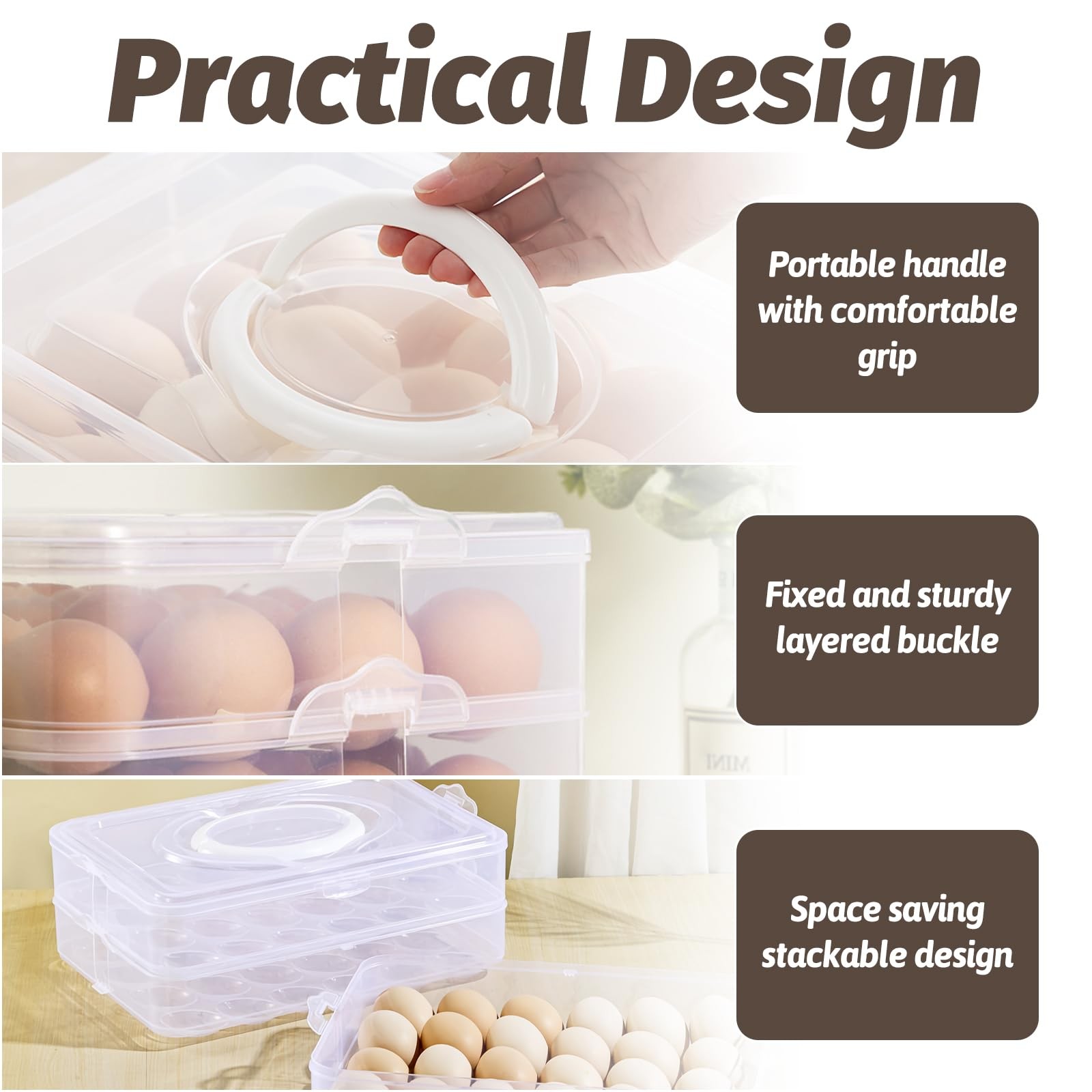 Egg Holder for 72 Eggs,3-Layer Plastic Egg Container,Deviled Egg Tray with Ha…