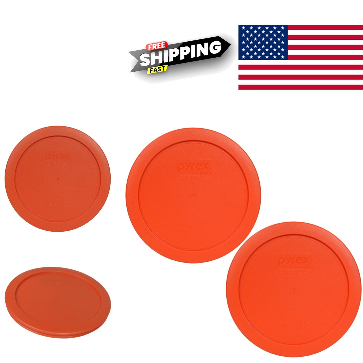 Versatile 4 Cup Storage Lids in Pumpkin Orange for Refrigerator or Freezer
