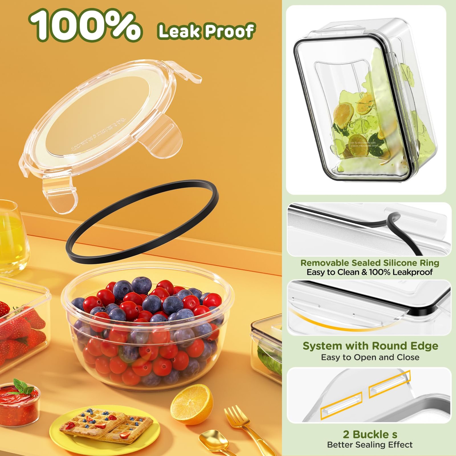 40~Piece Airtight Food Storage Containers with Lids, Leakproof, Microwave Safe