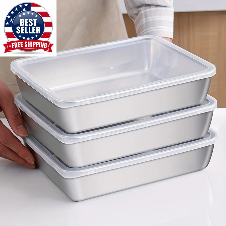 3-Piece Stainless Steel Food Storage Containers Set – Airtight Bpa-Free Kitchen