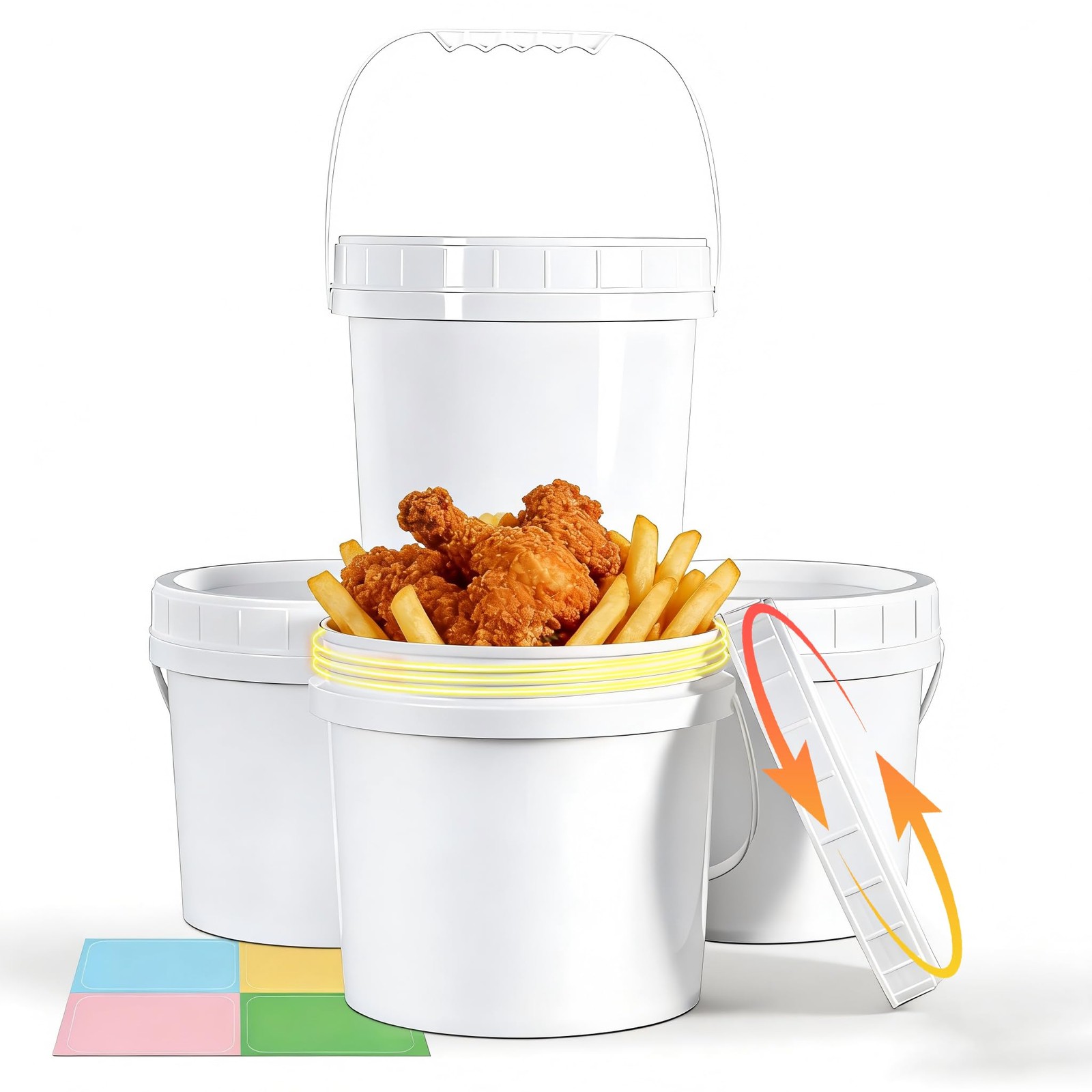 4 Pack 1 Gallon Plastic Buckets with Screw Lids & Handle, Food Grade Storage …
