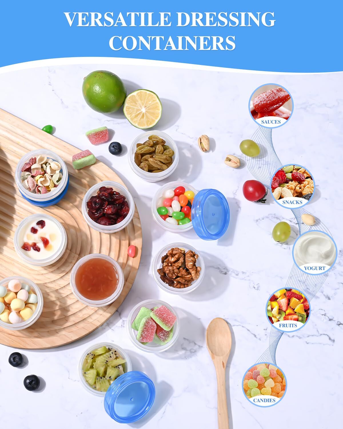 8 Pack 2oz Salad Dressing Containers with Lids Dipping Sauce Cups for Snacks