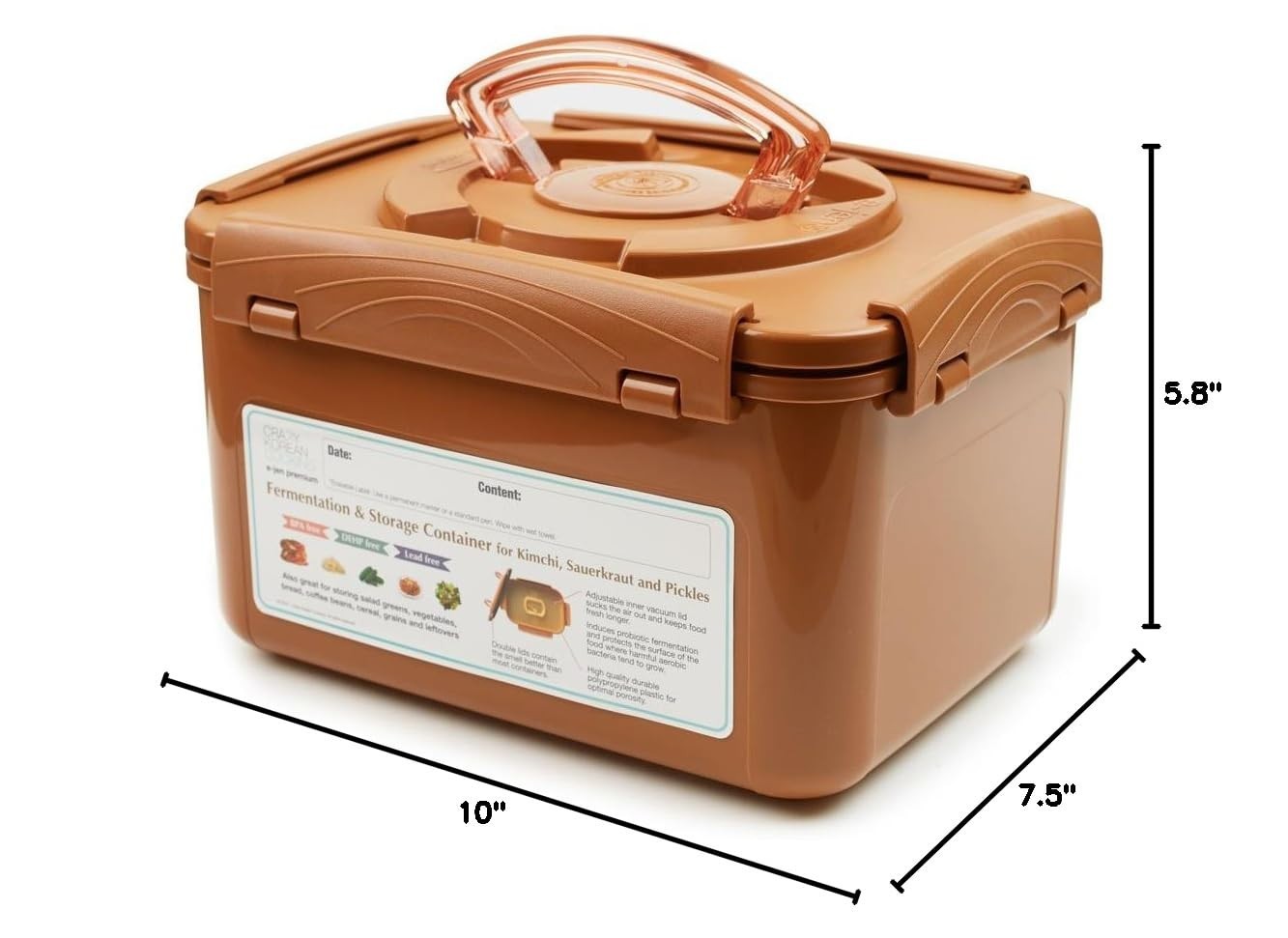 Premium Kimchi Fermentation Container with Vacuum Lid, 1.3 Gal, Sauerkraut Stora