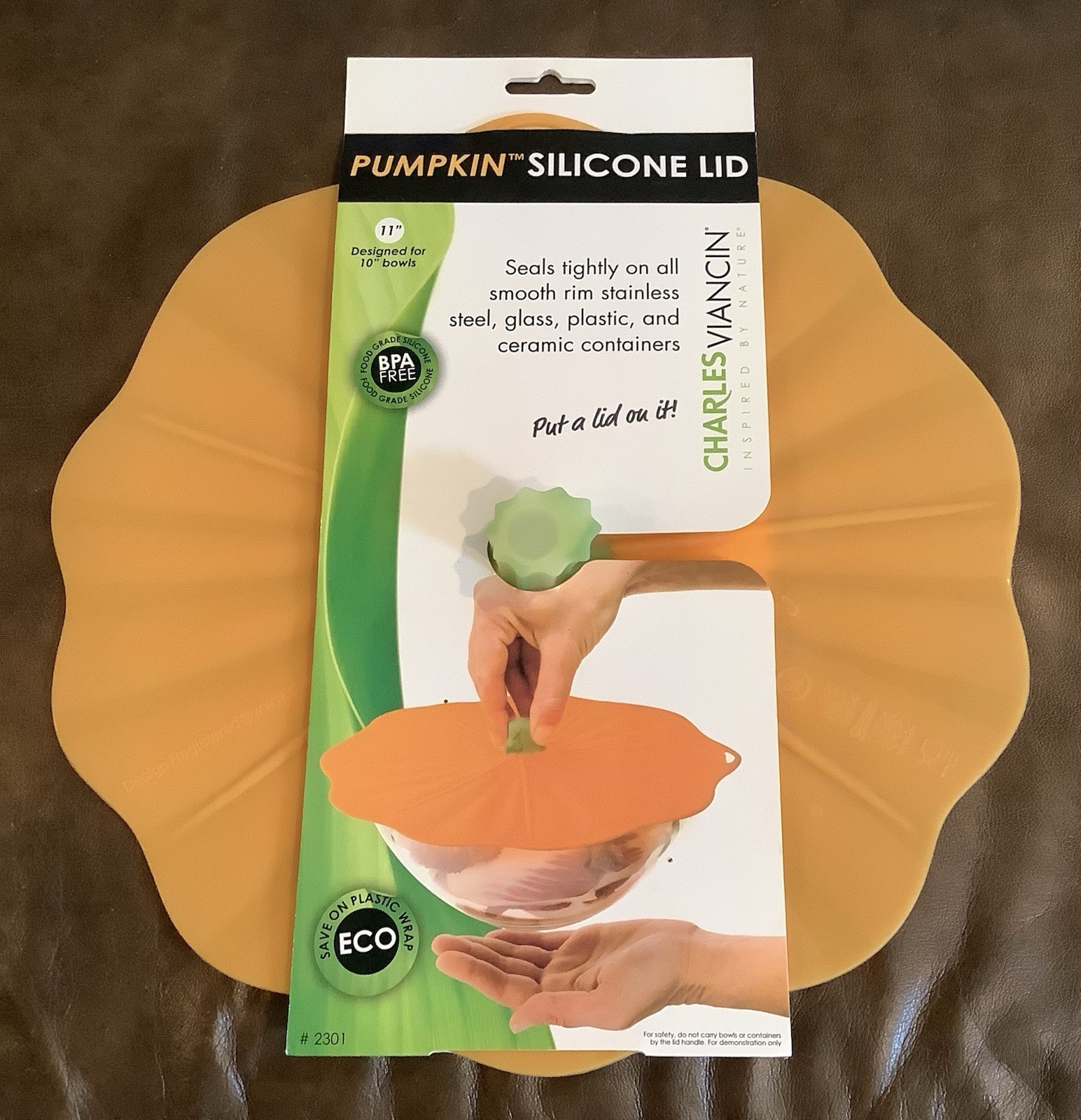 Charles Viancin Pumpkin Silicone Airtight Lid 11″ New