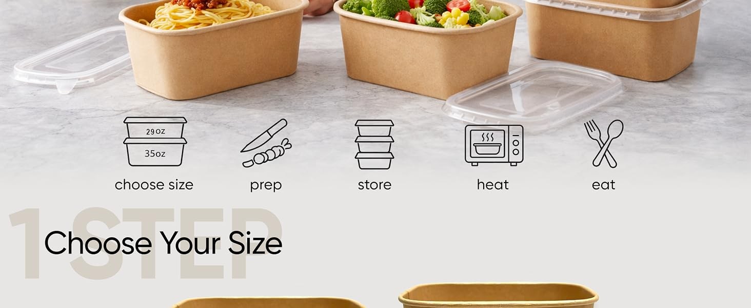 50 Pack 29Oz Disposable Meal Prep Containers With Lids – Microwave and Freezer