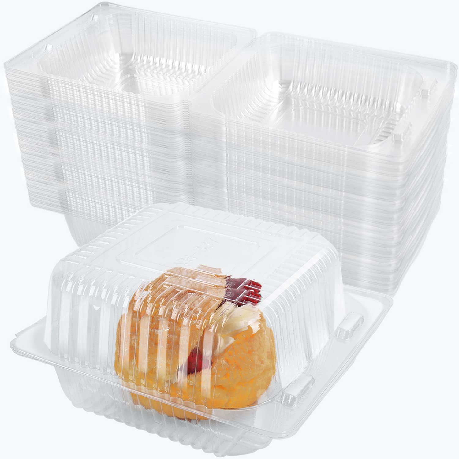 AQSXO 200 Pcs Clear Plastic Take Out Containers,Disposable Clamshell Dessert Con