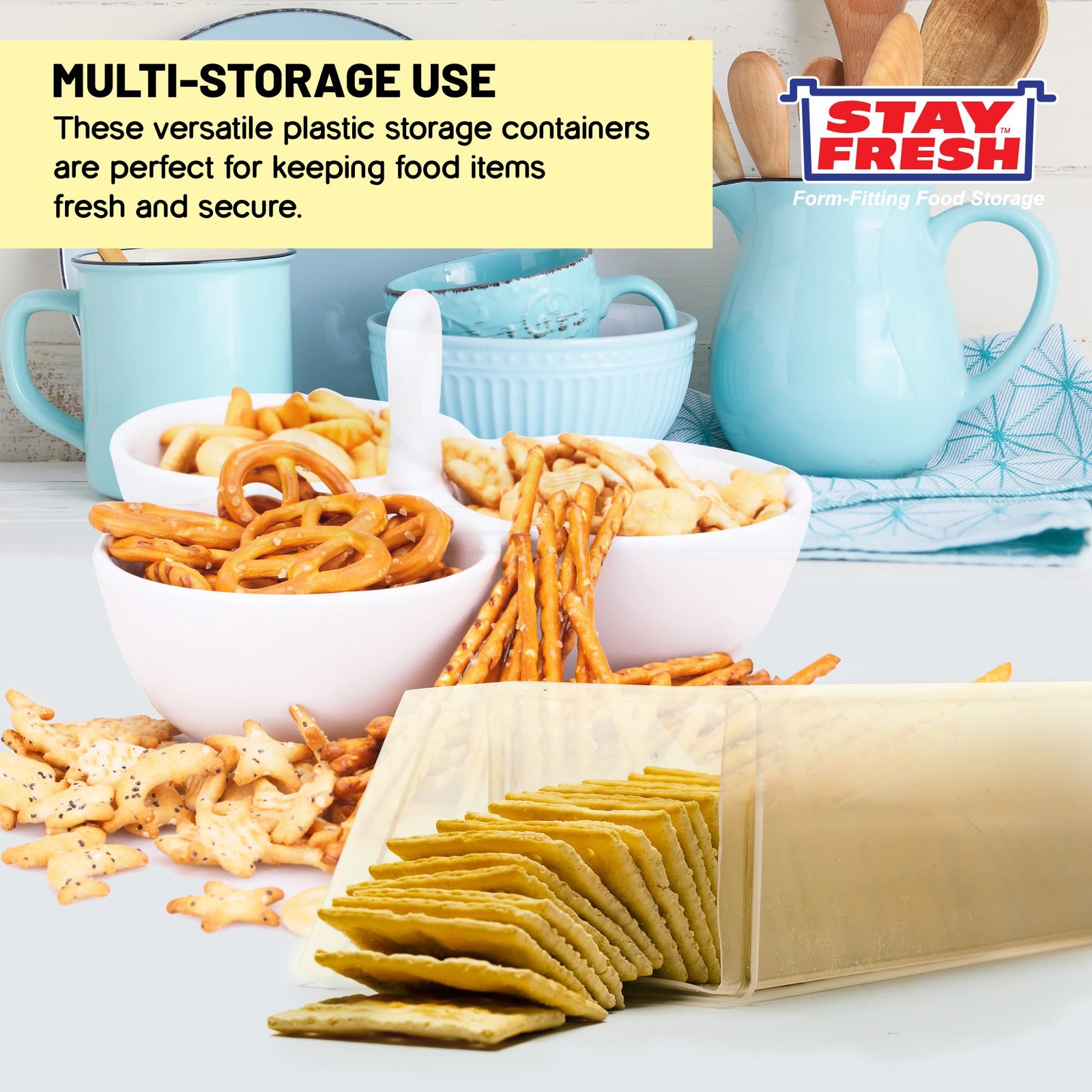 Set of 2 – Saltine Cracker Sleeve Storage Container/Cookie Stay Fresh Clear