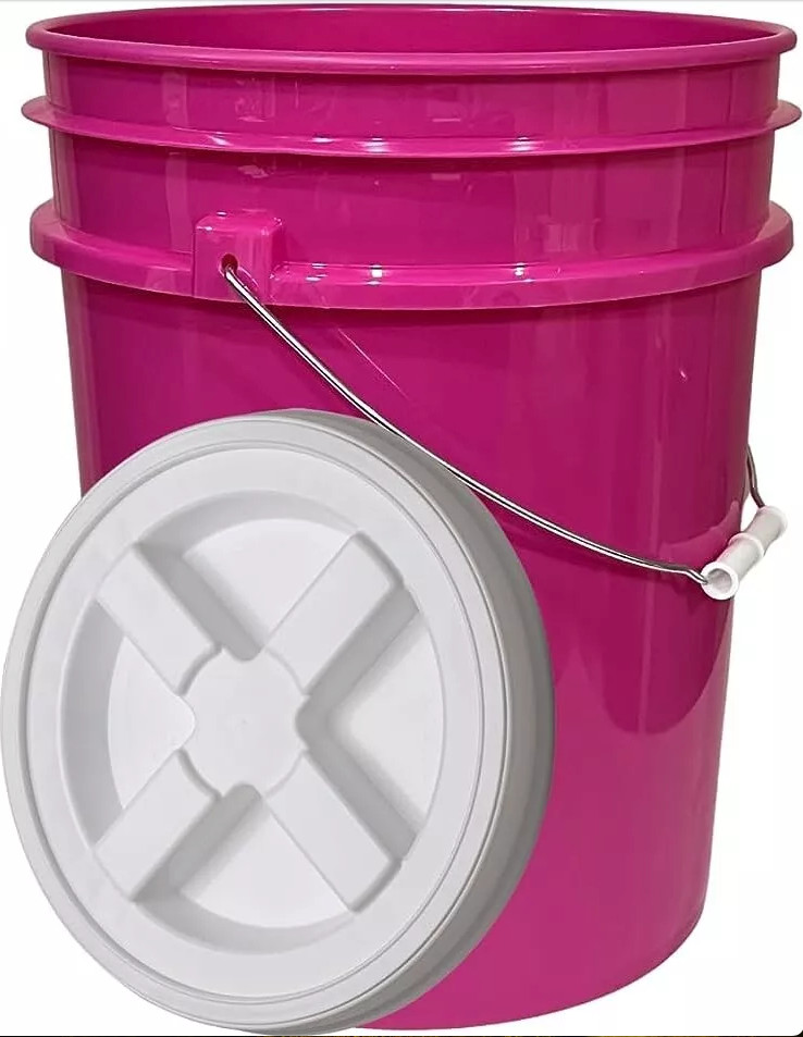 5 Gallon Food Grade Magenta Pink Bucket with Screw On Airtight Lid – MADE IN USA